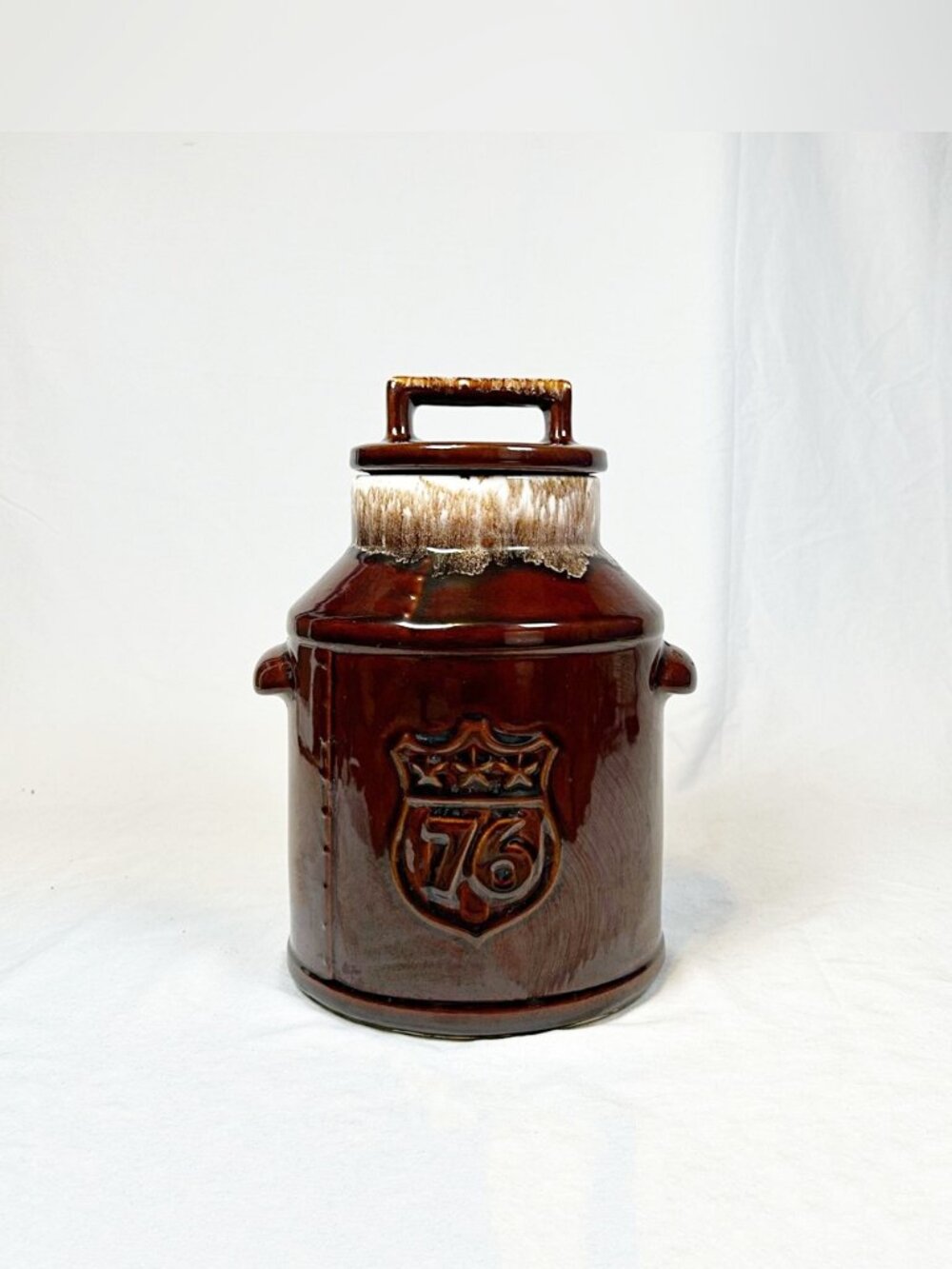 Vintage McCoy 1976 Bicentennial Liberty Bell Brown Drip Glaze Cookie Jar USA